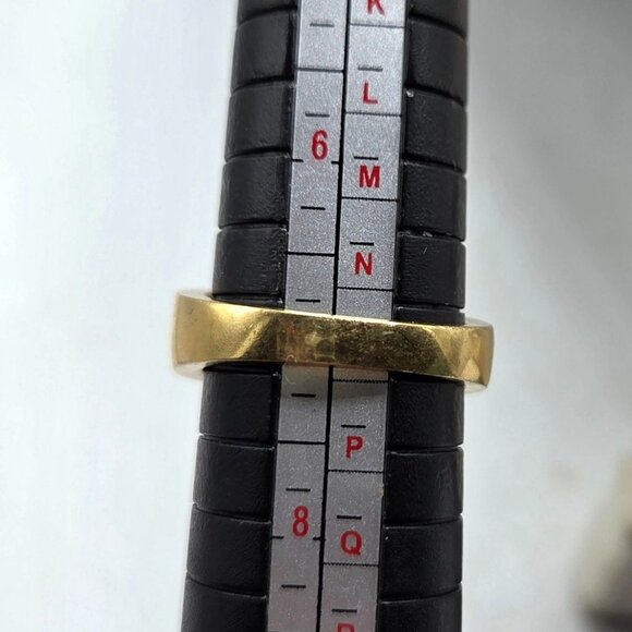 Ring 14K Yellow Gold Over 925 Stamped Princess Lab Created Sapphire & Cubic Zirc - Picture 6 of 7